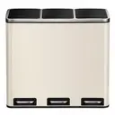SONGMICSHOME  Triple Compartment Recycling Bin, 3 x 18L Pedal Kitchen Waste Bin, Soft-Close Lids, Steel, for Home, Beige image 0