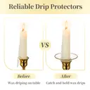 Ensemble de 3 Bobeches en Verre pour Bougeoirs – Protège-Gouttes et Anneaux de Bougies pour Cierges, Capteurs de Gouttes pour Bougie Décorative – Mariage, Fête, Église, Maison (Rond, Bord Doré) image 3