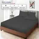 LeBonsoir 90x190cm Fitted Sheet， 30CM/12Inch Deep Pocket - 100% Cotton， No-Pop Off Elastic， 1 Fitted Sheet Only-Dark Gray image 7