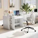 HOMCOM Desk with Storage, Computer Desk with 3 Open Shelves and Drawer, Workstation, Computer Table for Home Office, Living Room, 100 x 40 x 90 cm, White image 6