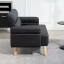 HOMCOM 2 Seater Sofa, Modern Faux Leather Couch Settee, Upholstered Small Sofa Loveseat with Wood Legs, Side Pocket for Living Room, Bedroom, Office, Black image 7