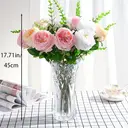 Yuejia 2Pcs 17.71in/45cmArtificial Austin Tea Rose Latex Simulation Flower Really Touch Wedding Banquet Family Party Garden Flowers Arrangement Decor(pink) image 3