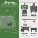 Sekey Chariot de camping pliable avec capacité 150 L, charge maximale 150 kg et auvent de protection amovible - Gris image 4