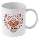 Alphynix 1 Mug Cœur Floral, 33cl céramique blanche avec design fleuri multicolore fleurs orange, rouge, bleu, cadeau romantique pour elle,Le cadeau de la saint-valentin, cadeau d’anniversaire image 3