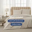 MEEALLHOME Parure de lit en flanelle lavée beige - 1 housse 135 x 200 cm et 1 taie 80 x 80 cm image 2