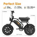 URLIFE T16 Electric Bicycle For Adults 250W Motor 48V 13AH Battery E-bike 16" Tire All-Terrain E-Mountain bike image 9