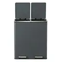 SONGMICSHOME  Prullenbak met 2 Compartimenten, 2 x 30 L Dubbele Afvalemmer met Deksel, Pedalen, Kunststof Binnenemmers, Softclose, Groenachtig grijs image 1