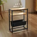 HOMCOM Table d'appoint bout de canapé table d'entrée avec étagère et porte-revues structure en acier design industriel - 43l x 18P x 56H cm noir marron foncé image 5