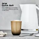 Tower Solitaire Kettle, 1.5L, Cord Storage, 3KW, 3D Diamond Textured, White & Chrome Accents - T10075WHT image 3