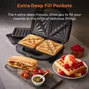 Tower T27032 3-in-1 Deep Filled Snack Maker with Non-Stick Coated Plate and Automatic Temperature Control, 900W, Stainless Steel image 3