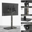 TV Stand with Bracket for 32-65 inch TVs, Slim Angle TV Mount, Height Adjustable Swivel with Glass Base, Max VESA 400 x 400 mm up to 35 kg, Black image 4