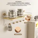 KAPANOU Floating Shelves with Coat Hooks Rail， Wall Mounted Natural Wood Grain Shelf for Bathroom， Bedroom， Living Room (White), New Year Sale , Top gift picks image 3