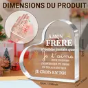 Alphynix 1 pc plaque en cristal cœur, "MON FRÈRE" cadeau français avec motif couronne et étoiles, Souvenir frère émouvant avec message "Je t'aime pour toujours", Cadeau d'encouragement pour frère image 3