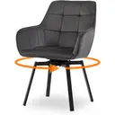 CLIPOP Single Dining Chair Velvet Padded Seat 360°Swivel Armchair with Backrest and Metal Legs,Rotatable Desk Chair for Home Office/Living Room/Bedroom 0199-s velvet deep grey 54*59*83 cm image 0