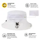TOP-EX Chapeau de soleil type seau pour femme à large bord, perforation pour queue de cheval, pliable pour l’été, voyage, plage et plein air, blanc image 1