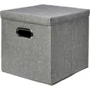 ANQI Foldable Burlap Cloth Cube Storage Bin with Lid, Gray, Set of 2 image 1