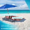 Outsunny Lot de 2 tapis de plage rembourré - matelas de plage - dossier inclinable multi-positions - sac de transport inclus - métal polyester blanc et rouge image 5
