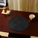6 pieces, round 38cm woven placemats,Polyester with outer ring, three-strand placemat, black， anti-slip polyester Nordic placemats, suitable for home, kitchen, and dining table use, perfect for holiday parties, birthdays, weddings, and dinners image 7