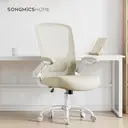 Ochama x SONGMICS Chaise de bureau ergonomique, fauteuil pivotant avec dossier, soutien lombaire et appui-tête, fonction bascule, assise large de 53 cm, beige image 4
