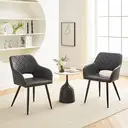 CLIPOP Dining Chair Set of 2 Faux Leather Upholstered Kitchen Counter Chair with Armrest and Metal Legs Living Room Reception Chairs for Dining Room Lounge Bedroom or Office 0427 grey 45*52*83 cm image 1