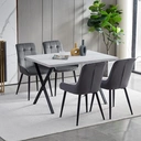 CLIPOP Cream Dining Chairs Set of 2 Velvet Upholstered Kitchen Chairs with Soft Backrest and Metal Legs, Lounge Leisure Reception Chairs for Dining room Living room or Office 0199 deep grey velvet 48.5*45.5*83 cm image 6