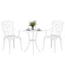 Outsunny 3 Pieces Garden Dining Set for 2, Cast Aluminium Outdoor Dining Set with 2 Armchairs and Round Dining Table with Parasol Hole, Garden Furniture Bistro Set, White image 0