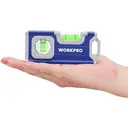 WORKPRO Mini niveau à bulle magnétique en alliage d'aluminium avec trou de suspension et aimant puissant 115 mm, 2 niveaux 90°/180° image 1