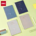 Deli Pure Time Series Lot de 4 carnets à spirale A5, papier ligné 70g/m² - 80 feuilles/160 pages image 0