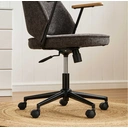 CLIPOP Home Office Chair Fabric, Ergonomic Computer Desk Chair, Swivel Chairs with Arms and Wheels, Padded Cushion Seat & Back Support for Study, Work Modern 0700 deep grey single 61*63.5*95 cm image 0