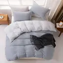 Housse de couette MENDALE - Ensemble de literie de qualité supérieure - Housse de couette 200*220 cm avec taie d'oreiller 80*80 cm - Microfibre douce brossée - Gris foncé et gris clair image 2