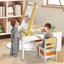 GRAVFORCE Kids Art Table and Chair Set, Wooden Toddler Craft Easel Desk with 2-Tier Open Shelf, Storage Bins, Paper Roll, Paint Cups, Children Play Activity Furniture image 6