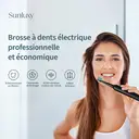 Sunluxy T5 Brosse à dents sonique électrique rechargeable avec 8 têtes de brosse et minuteur intelligent - Noir image 1