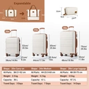 Kono Suitcase Lightweight ABS Hard Shell Carry-Ons Cabin Case Luggage Set with TSA Lock Luggage Sets with beauty case Included Duffels Bag & Toiletry Bag for TravelCream white image 1