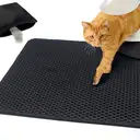 Honeycomb Design EVA Litter Box Mat, Waterproof Double-Layer Honeycomb Mat, 55*75cm, Color: Black image 0
