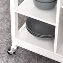 HOMCOM Kitchen Trolley, Kitchen Island on Wheels, w/ Wood Top, 3 Shelves and Storage Cupboard, White image 6