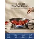 PURECOOK Wok antiadhésif - wok sans Téflon, antiadhésif en acier inoxydable, wok avec couvercle, moins de fumée - Essentiels de la cuisine, cuisson, friture - compatible gaz/induction/électrique, 32 cm (avec couvercle) image 5