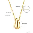 18K PVD Gold Stainless Steel Teardrop Pendant Necklace, 40+5cm Minimalist Waterdrop image 2