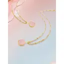 17-Inch Gold Plated Oval Stone Pendant Necklace, Pink Natural Look Gemstone Charm Jewelry image 4