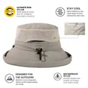 TOP-EX Chapeau de soleil pour femme en forme de seau avec grand rebord, trou pour cheveux tressés, packable pour l’été, voyage, plage et plein air - Gris image 1
