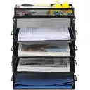 Senhoglb Bac à courrier format A4 à 4 niveaux, empilable avec porte-documents intégré, Noir, Offre spéciale Nouvel An, idées cadeaux image 2