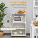 HOMCOM Kitchen Storage Unit, Modern Microwave Stand Trolley Cart, Sideboard with Cabinet,  Locking Wheels, Shelf for Living Room, Dining Room, White image 3