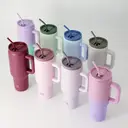 Bottle Bottle Stainless Steel Vacuum Travel Tumbler with Handle and Straw, 40 fl oz, Green image 6