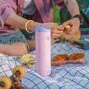 Bottle Bottle Stainless Steel Insulated Sports Water Bottle 700ml with Straw, Lid, and Handle (Peach) image 5