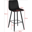 CLIPOP Velvet Bar Stools with Backrests Set of 2,  Matte Black Metal Legs, 2 PCS Kitchen Counter Bar Stools (65 cm Seat Height) 051 Black image 2