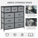 HOMCOM 9 Drawers Storage Chest Dresser Organizer Unit w/ Steel Frame, Wood Top, Easy Pull Fabric Bins, for Bedroom, Hallway, Entryway, Black & Grey image 3