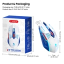 Rexsun Tri-Mode Gaming Mouse – 6D Buttons, 2.4G + Bluetooth + Wired, Adjustable DPI 800–3600, Type-C Charging, RGB Breathing Light, 300mAh Battery, White & Blue, X7 image 6