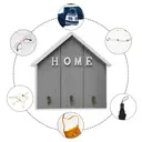 ALPHYNIX Porte-clés mural en forme de maison avec 3 crochets en métal - Gris image 4