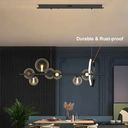 Homary Modern 10-Light Black Kitchen Island Pendant Light with Glass Globe Shade image 5