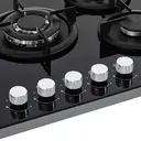 Belling GTG753RI BLK Gas Hob – 75 cm Black Glass, 5 Burners, Cast Iron Pan Supports, Multi-Point Ignition  image 2