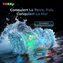 Voiture jouet télécommandée Tokky Entièrement étanche à l'eau Transmission intégrale Rotation à 360° Lumières colorées Chargement USB Amphibie QX014 image 1